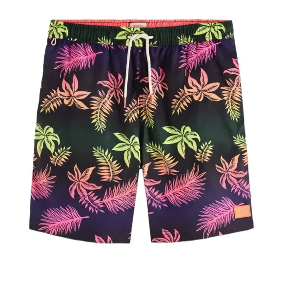Scotch Soda Swim 33 Mens Scotch Soda Gradient Leaf Long